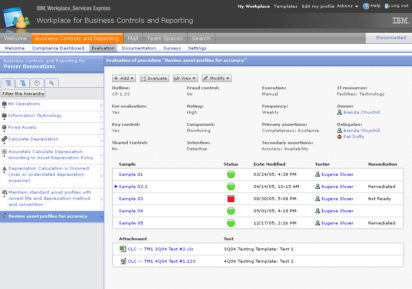 A screenshot of IBM Workplace for Business Controls & Reporting with an updated UI. The navigation no longer takes up half the screen and the content the user needs to concentrate on is now easier to understand.